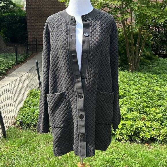 COS Black Textured Knit Longline Cardigan - Picture 2 of 8